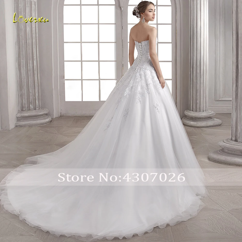 Loverxu милое ТРАПЕЦИЕВИДНОЕ кружевное свадебное платье с элегантной аппликацией