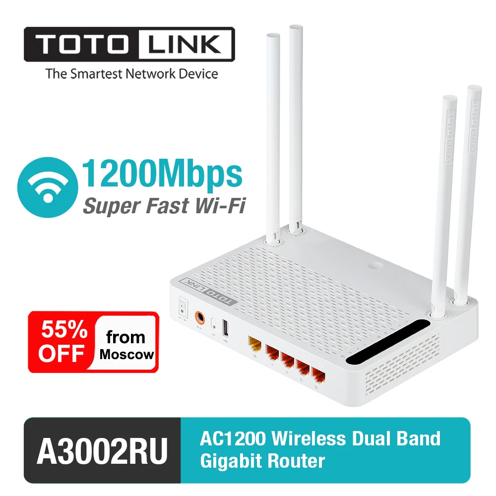 TOTOLINK Wifi Router A3002RU AC1200 Wireless Dual Band Gigabit in Russia Firmware Delivery From Russia|Беспроводные роутеры| |