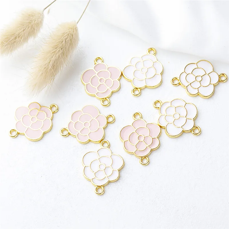 10 шт./лот эмалевые подвески в виде цветов шармы из сплава для изготовления