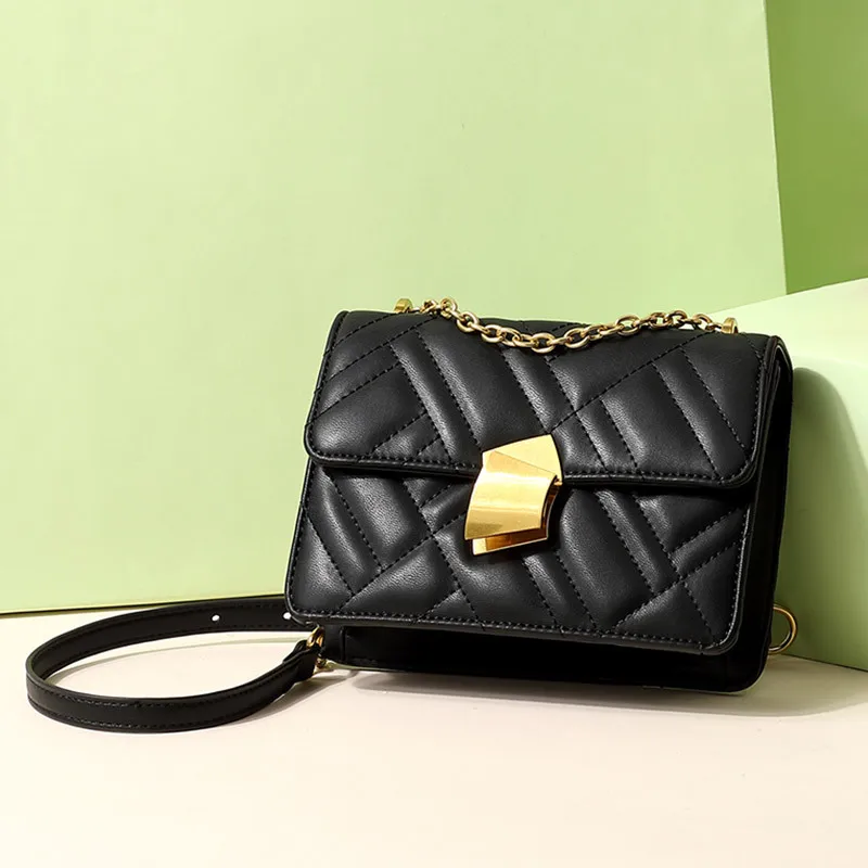 

NEW Ins Chic Laides Shoulder Bag Small Flap Women Trendy 2021 Gold Metal Chain Soft PU Handbags For Women Luxury bolso mujer