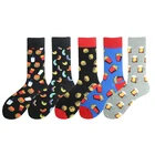 Разноцветные носки с принтом гамбургера и пива, новинка, мужские носки с забавной едой Kawaii Sokken, креативные повседневные хлопковые носки для мужчин