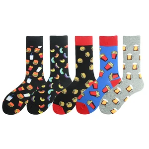 Разноцветные носки с принтом гамбургера и пива, новинка, мужские носки с забавной едой Kawaii Sokken, креативные повседневные хлопковые носки для мужчин