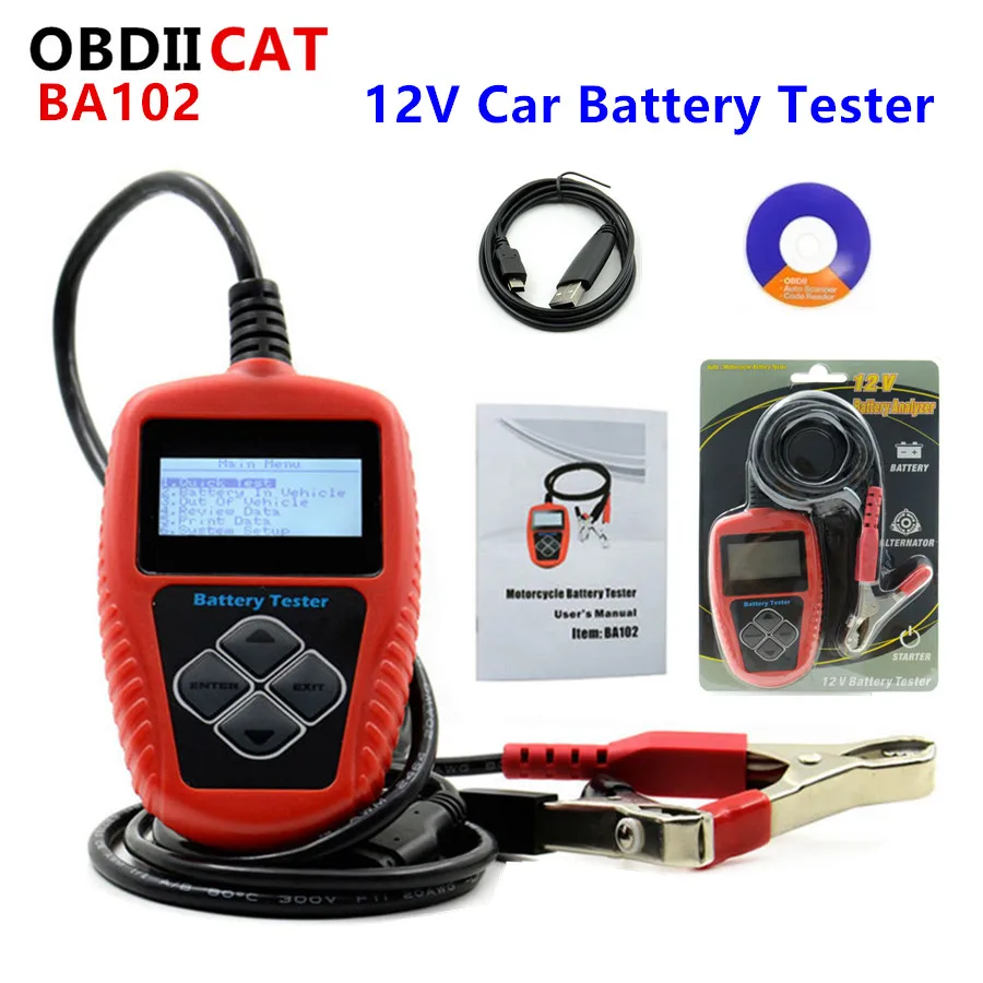 

Анализатор батареи OBDIICAT QUICKLYNKS BA102 12 В, тестер для определения напрямую плохой батареи автомобиля, тестер батареи мотоцикла ba102