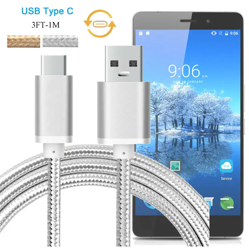 Нейлоновый USB Type C Быстрый зарядный кабель для Elephone E10 / PX Pro A6 Max P11 3D S8 U Z1