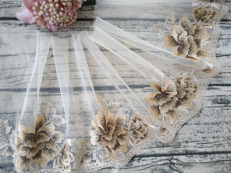 

10Yards Golden Lace Fabric Trimming Floral Ribbon Embroidered Fabric For DIY Sewing Handmade Crafts Apparel Sewing Accessories