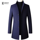Мужское шерстяное пальто KOLMAKOV, длинное приталенное пальто в британском стиле, винного, черного, темно-синего, серого цвета, 4XL, Осень-зима