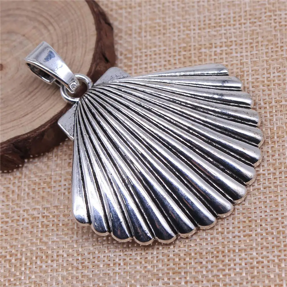 

1Pcs 55x55mm Antique Silver Color Oversized Shell Charms For DIY Bracelet Necklace Jewelry Making