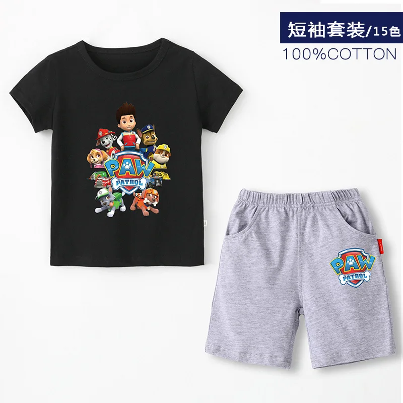 

Paw patrol New 2019 Girls' Baby Clothing spring summer Breathable cotton T-shirt children's short sleeve suit children's wear