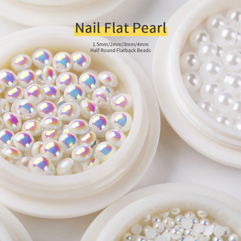 1 коробка с плоским дном и жемчугом AB градиентные матовые 3D украшения для ногтей