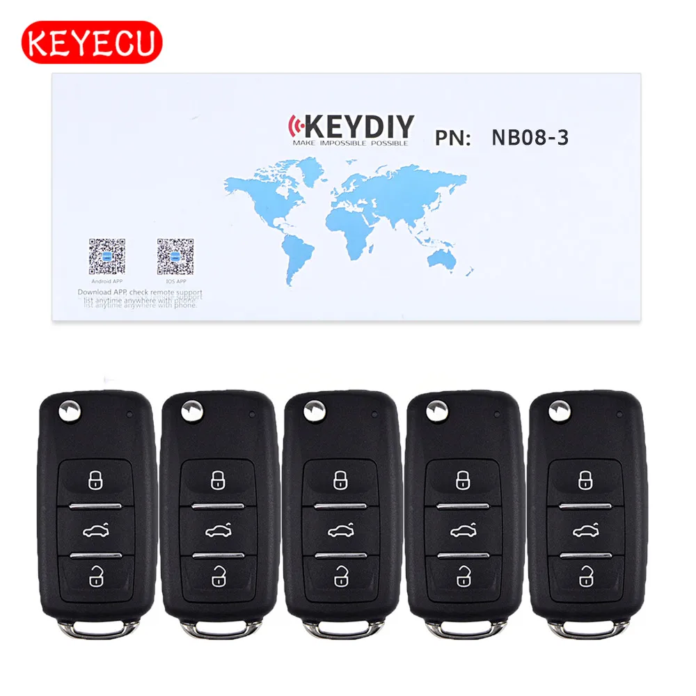 

Keyecu 5PCS/Lot Universal Remote 3 Button NB-Series for KD900 KD900+ URG200, KEYDIY Remote for NB08-3 (all functions in one key)