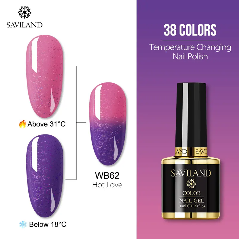 10ml WB62 Saviland 15 мл Хамелеон цвета УФ Гель-лак для ногтей изменение температуры Цвет гель лак термо Полупостоянный Лаки лак для ногтей - Цвет: 10ml WB62