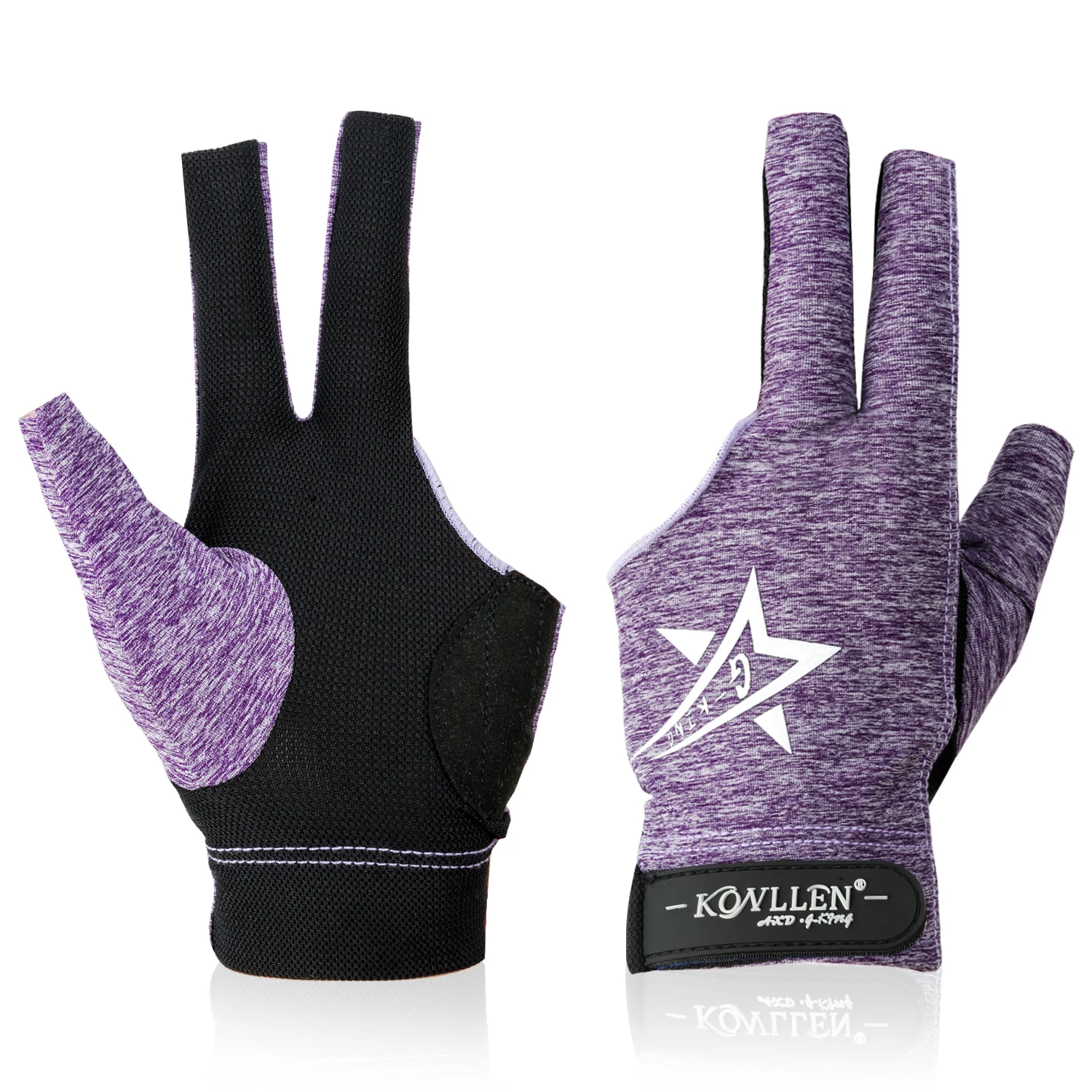 

KONLLEN Billiard Gloves Professional One Piece Non-slip Gloves For Left Hand 3 Fingers Pink/Blue/Green/Grey/Purple Accessories