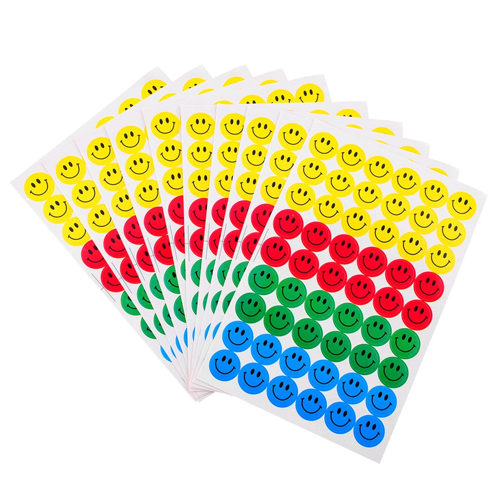 Pegatina de 8 hojas con cara sonriente colorida, interesante pegatina de cara de diamante infantil para tel&eacute;fono, cuaderno, Mensaje, decoraci&oacute;n-0