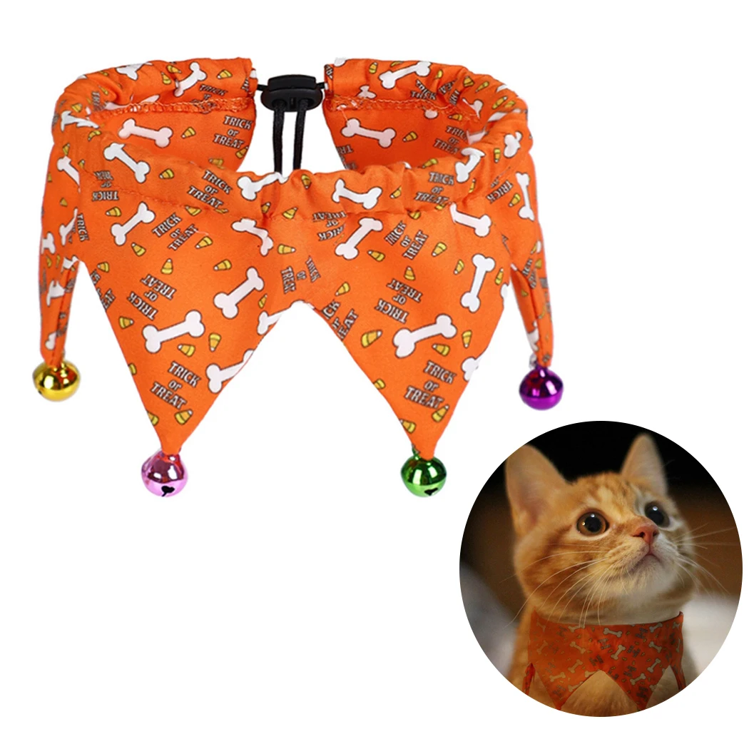 

Halloween Pet Collar Cute Bell Dog Bandanas Pet Scarf Pet Bandana For Dog Washable Bow Ties Collar Cat Dog Scarf Dog Accessories