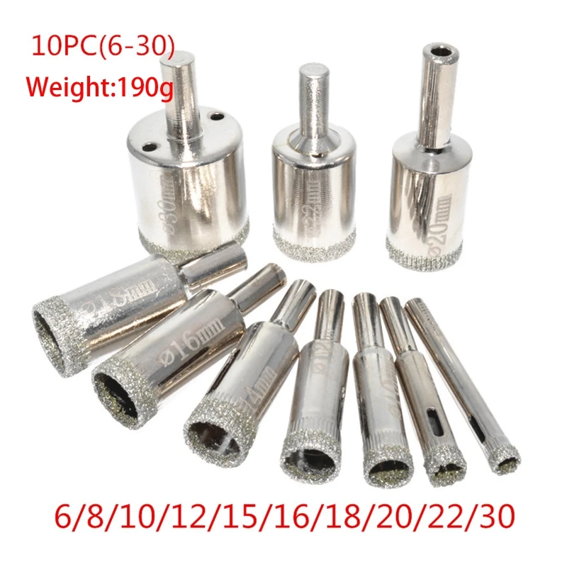 

10/15pcs 3mm-50mm Diamond Coated Drill Bit for Tile Marble Glass Ceramic Hole Saw Drilling Cutter Power Tool