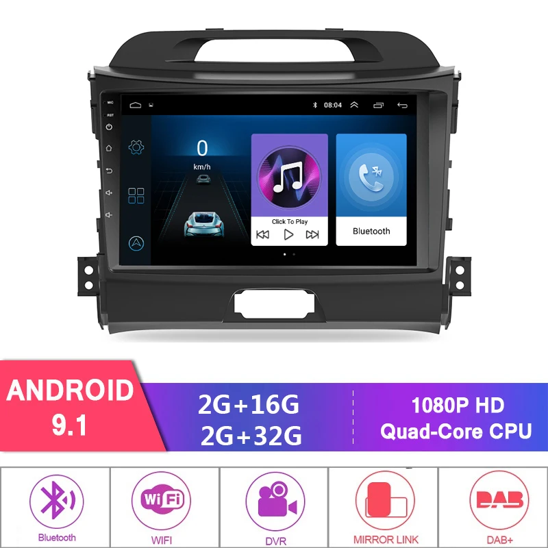 Автомобильный мультимедийный плеер 9 дюймов Android 1 для KIA Sportage 2010 2011 2012 2013 2014 2015 2016