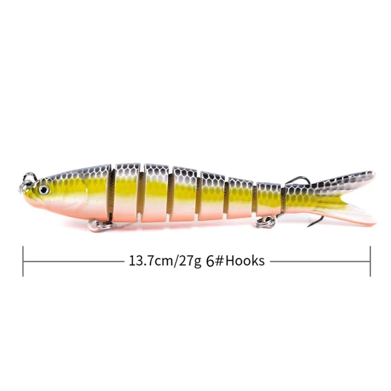 

Luya Knotty Fish 8 Segments Fishing Lures Multi Hard Bait Fishing Tackle For Bass Isca Crankbait Lures For Fishing 13.7cm 27g