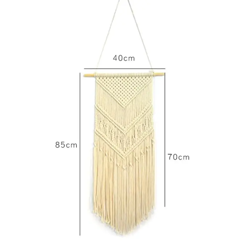 

Wall Hanging Woven Tapestry Bohemian Style Handmade V Shape Tassel Blanket Rope