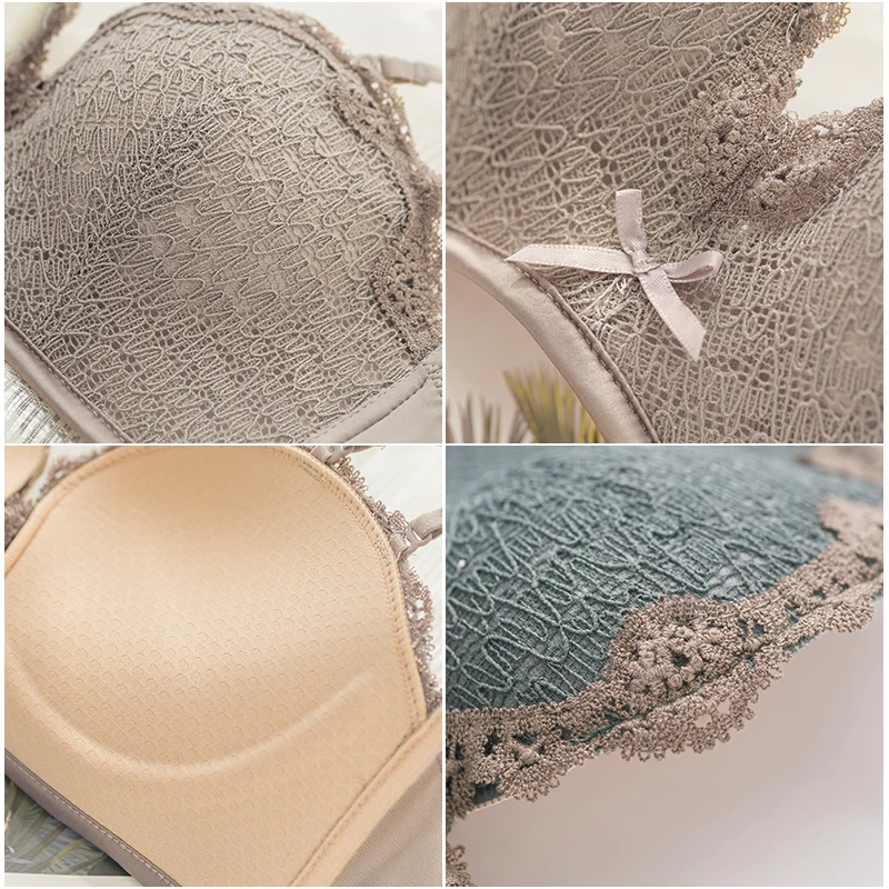 Женский комплект нижнего белья пуш ап Roseheart хлопковый с кружевной отделкой и