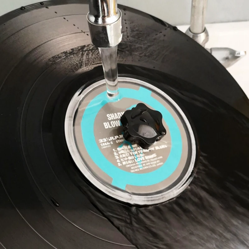 

LP Vinyl Record Cleaner Clamp Record Label Saver Protector Waterproof Acrylic Clean Tool with Cleaning Cloth