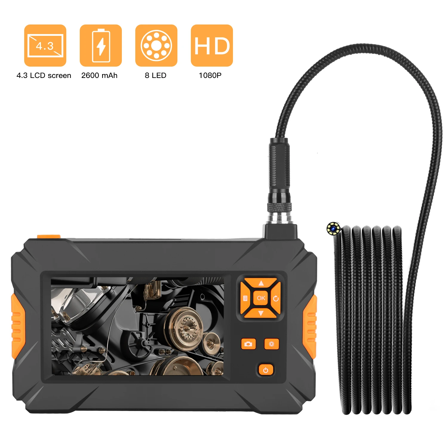 

Kulon HD Industrial Endoscope 4.3 Inch Avoid Installation Hand Grip Screen Endoscope Snake Pipeline Endoscope Video Camera