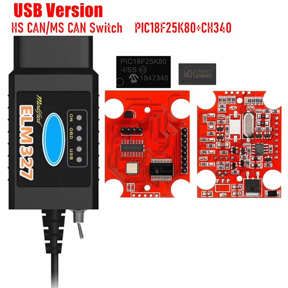 

10 шт., диагностический сканер ELM327 V1.5 USB PIC18F25K80 FTDI/CH340