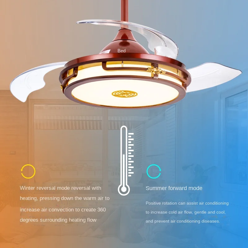Роскошный скандинавский Невидимый потолочный вентилятор с золосветильник лампа