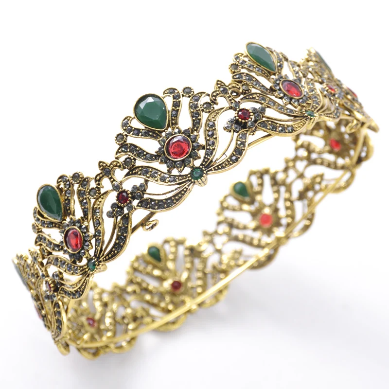 Moroccan Bride Hair Accessories Old Gold Rhinestone Vintage Tiara Wedding Headpieces for Women Crowns | Украшения и аксессуары