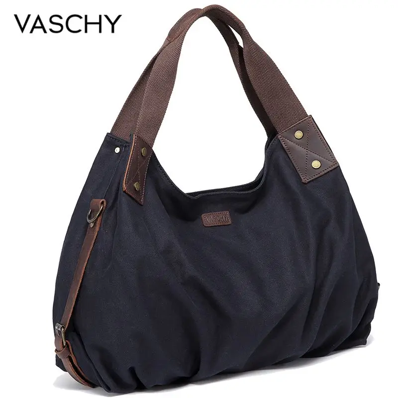 Холщовая сумка хобо VASCHY для женщин винтажная большая кожаная холщовая сумочка