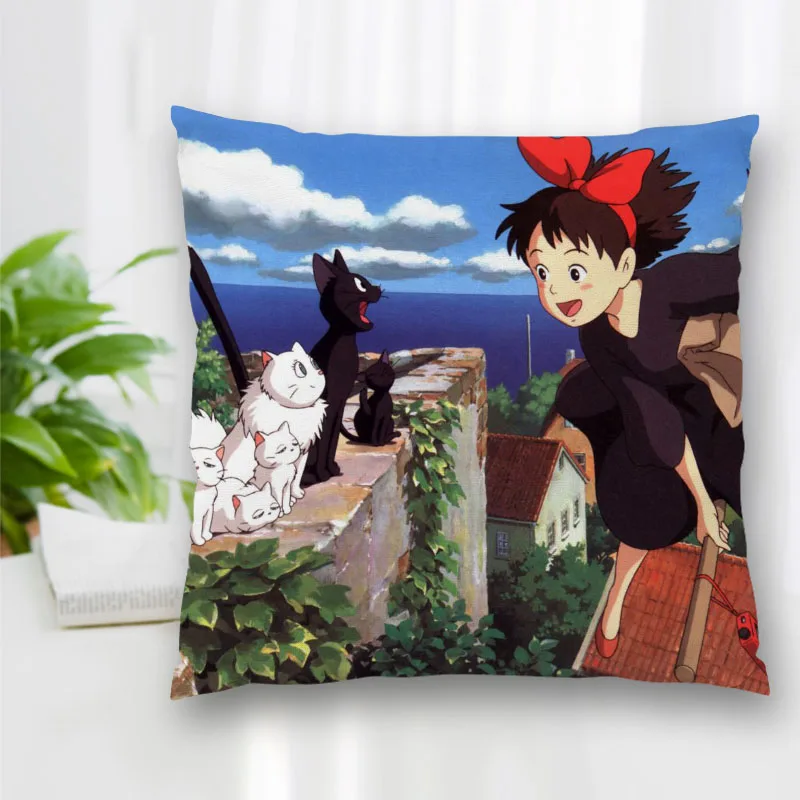 

Kiki's Delivery Service Anime Pillow Slips Polyester Decorative Pillowcases Zipper Pillow Case Pillowcase Cover Square 40x40cm