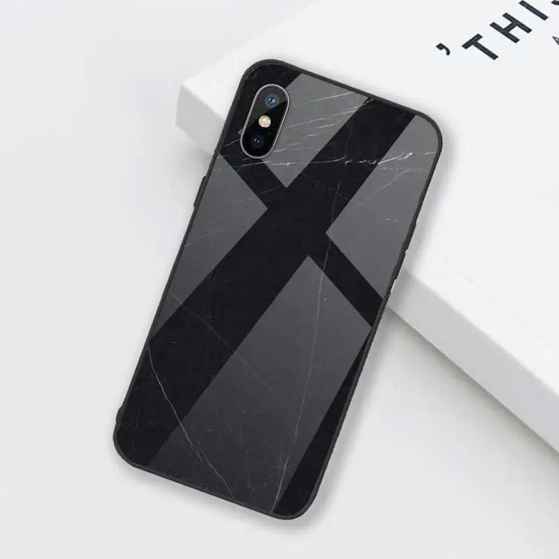

retro black luxury marble Phone Case Tempered glass For iphone 6 6S 7 8 plus X XS XR 11 12 mini PRO MAX