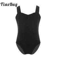 tiaobug kids girls solid color stretchy sleeveless pinched front professional ballet dancewear sports workout gymnastics leotard