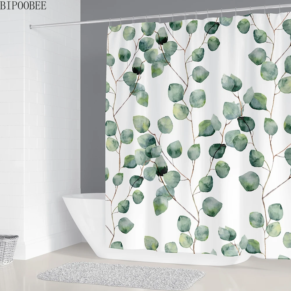 180x180 см растений с зелеными листьями Душ Шторы Ванная комната s пьедестал коврики