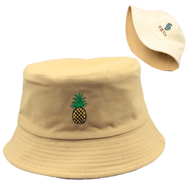 Панама хлопковая с фруктовым принтом женская двусторонняя Солнцезащитная