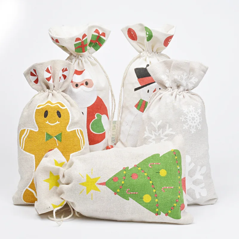 10 шт. рождественские подарочные пакеты с изображением снеговика Санта-Клауса