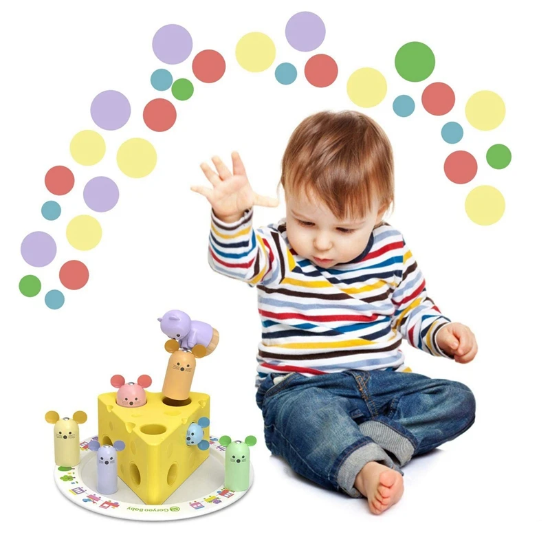 

Baby Wooden Toy Catching Mouse Magnetic Fishing Rescue Cheese Fun Game Learning Shapes Colors Education Toys Kid Gift