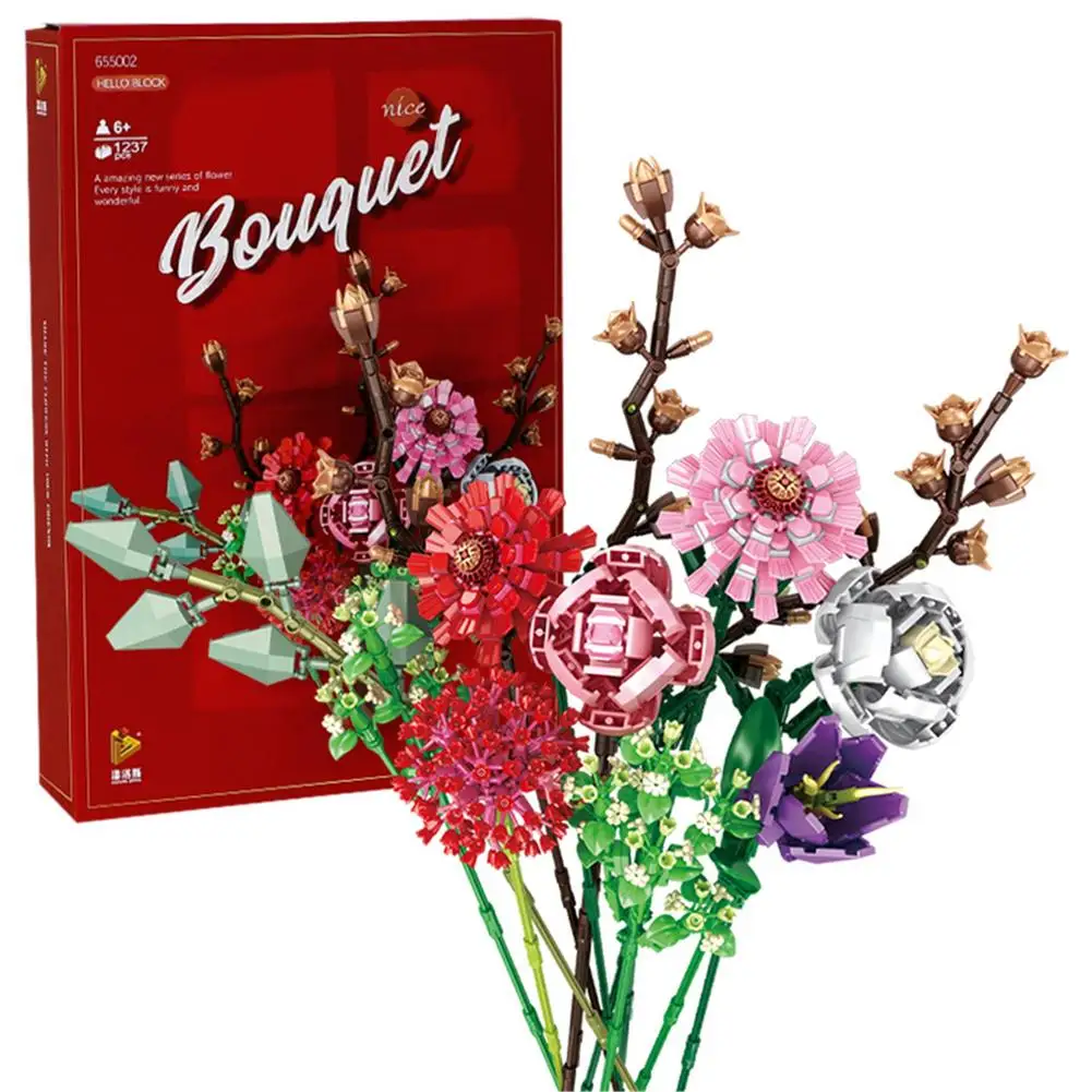 

Flowers Simulation Rose Fomantic Flower Bouquet Building Blocks Bricks Toys Pricness Kit Set Gift For Girl Friends Collection