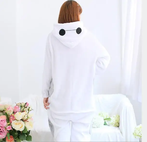 Взрослые кигуруми Baymax комбинезоны фланелевые Мультяшные пижамы животные