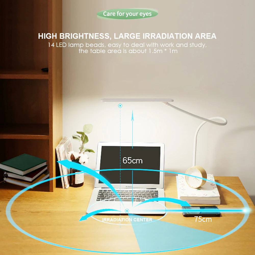 Светодиодный светильник с длинной ручкой и зажимом регулируемой яркостью USB