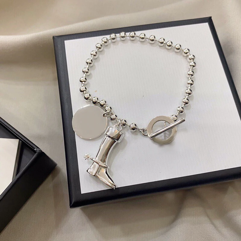 

G Bracelet 925 Sterling Silver Light Luxury Brand Limited Edition Round Beads Shoe Bracelet 1:1 Silver Color Bracelet Wild Gift