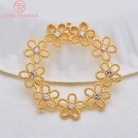 228 2pcs 38mm 24k gold color plated brass with zircon 5 flowers charms pendants high quality diy jewelry making findings