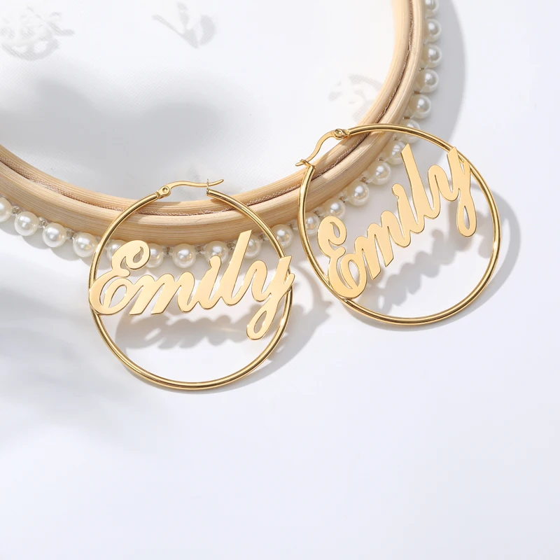 Индивидуальные большие серьги 20 70 мм для женщин ювелирные изделия с любым именем