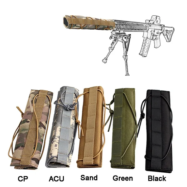 5 Color 22CM Tactical Muffler Protective Case Shooting Suppressor Nylon Silencer Protector Cover Airsoft Quick Release Pouch |