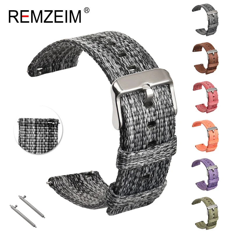 REMZEIM быстросъемный ремешок модный нейлоновый для часов легкий холщовый смарт 18 20