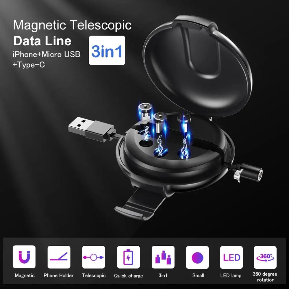 Магнитный USB кабель Oatsbasf Type C для Xiaomi Mi 9 Micro зарядный выдвижной Iphone Huawei Samsung|Кабели