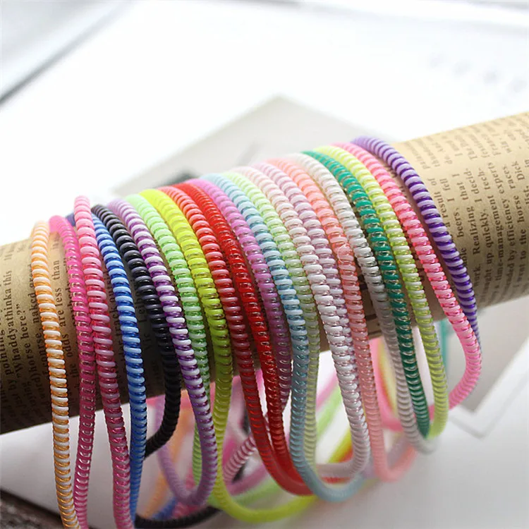 60cm Colors Data Cable Protective Sleeve Spring twine For Iphone Android USB Charging earphone Case Cover random color | Электроника