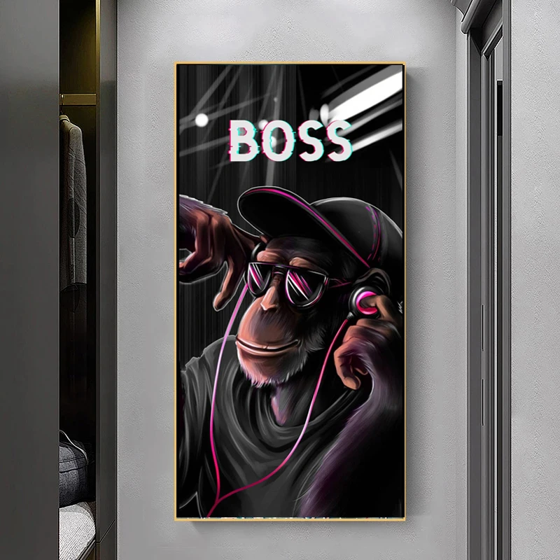 Современная обезьяна наушники орангутана поп-диджейская картина гостиная