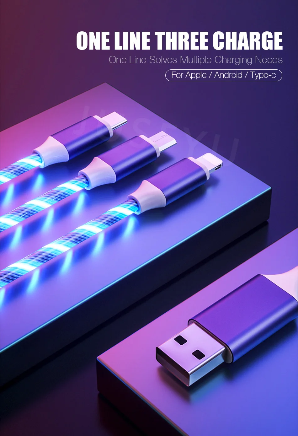 3 в 1 светодиодный светящийся плавный свет usb-кабель для передачи данных и Тип Кабеля C/Micro USB/8 Pin светящиеся Зарядное устройство провод мобильного телефона яркие зарядка PD шнур