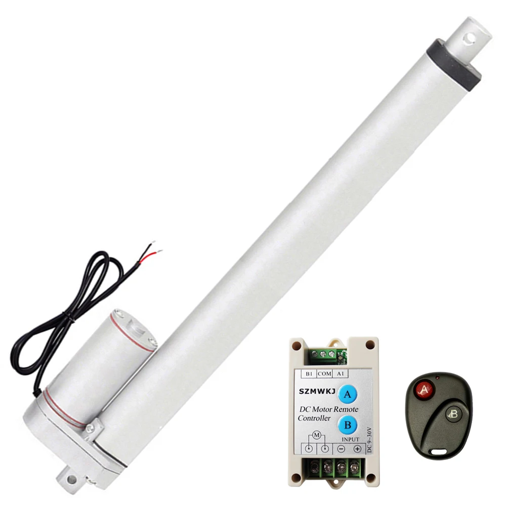 

5.7mm/s Spd 12V DC 400mm 16" Stroke 1500N/330lbs Linear Actuator +Wireless Forward Reverse Controller for Auto Boat Car Elevator