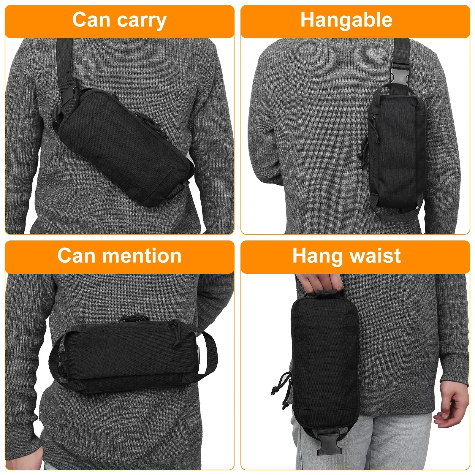 

1000D Tactical Molle Chest Bag Outdoor Multifunctional Waist Pouch Storage Pouch Shoulder Bag First Aid Pouch for Hunting Hiking